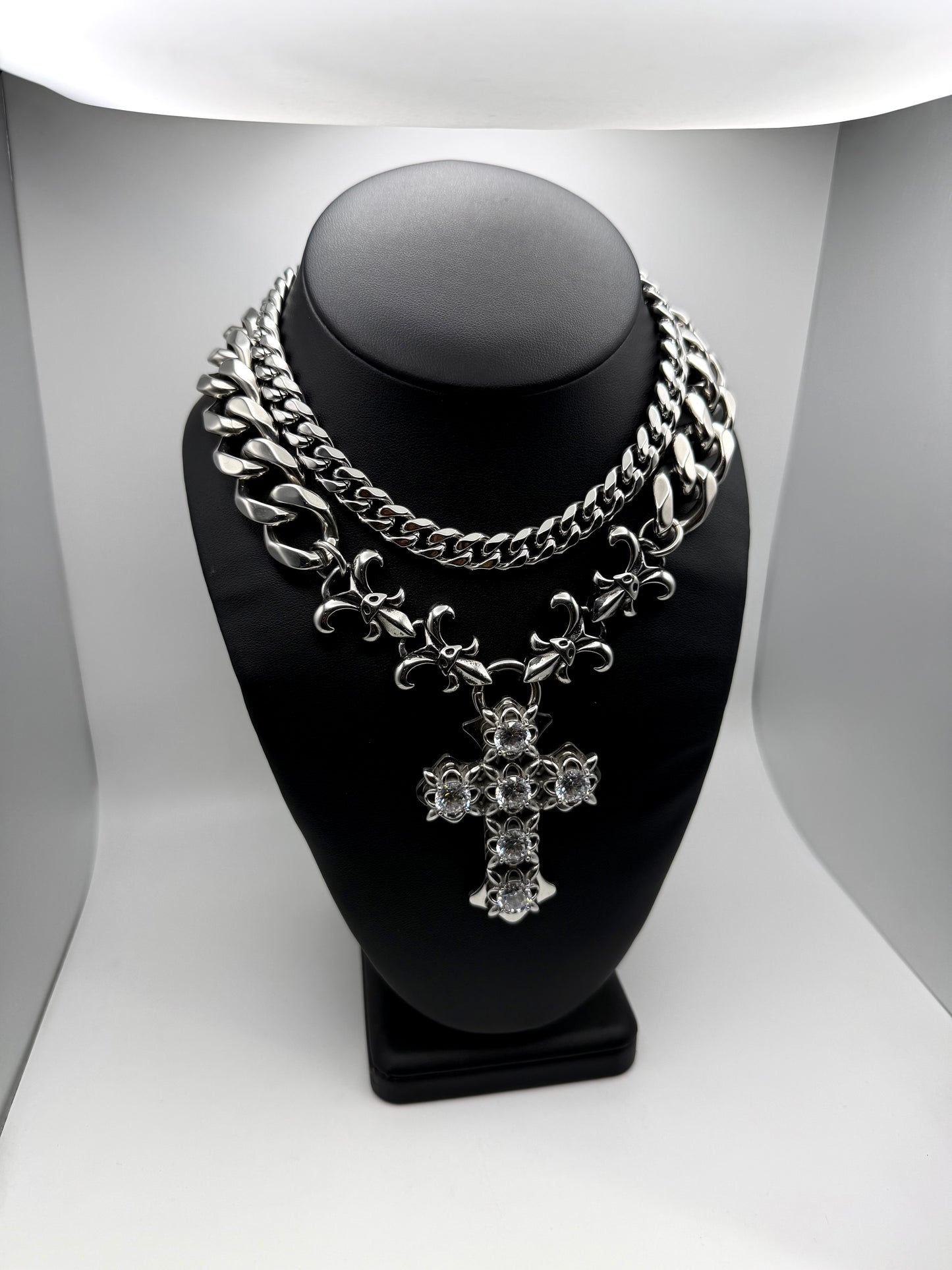 1:1 Ultra Icy Baroque Cross Necklace