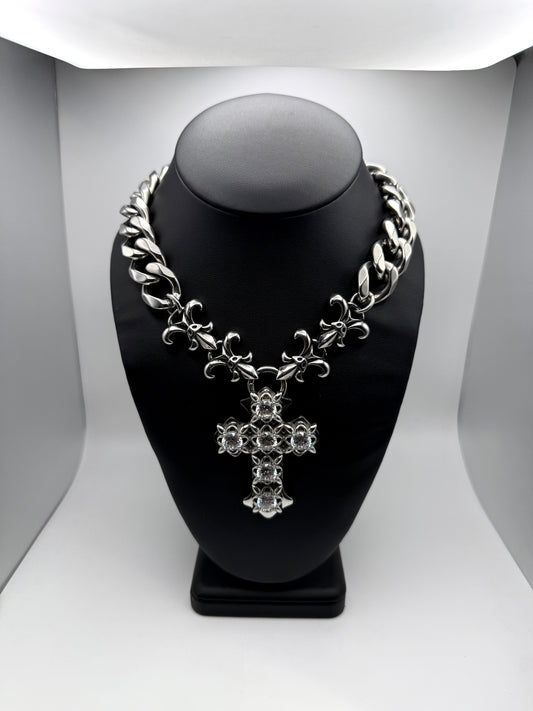 1:1 Ultra Icy Baroque Cross Necklace