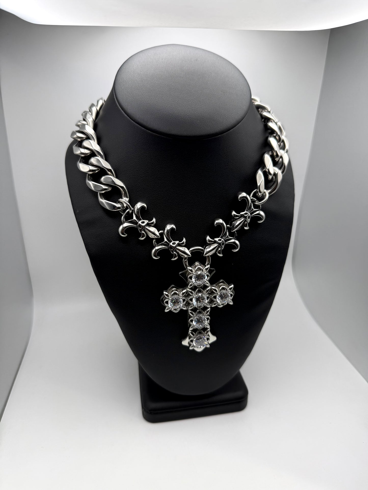 1:1 Ultra Icy Baroque Cross Necklace