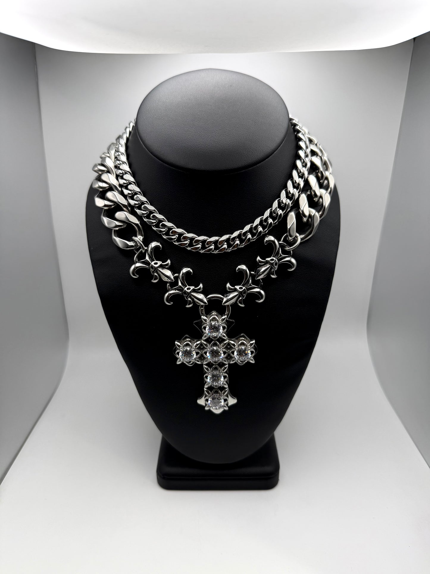 1:1 Ultra Icy Baroque Cross Necklace