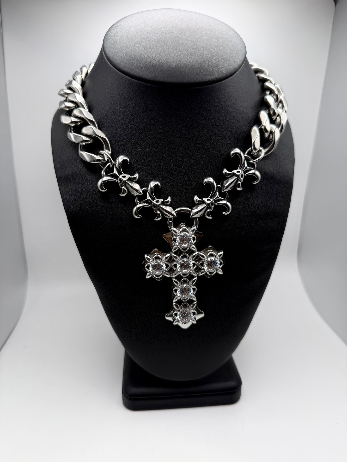 1:1 Ultra Icy Baroque Cross Necklace